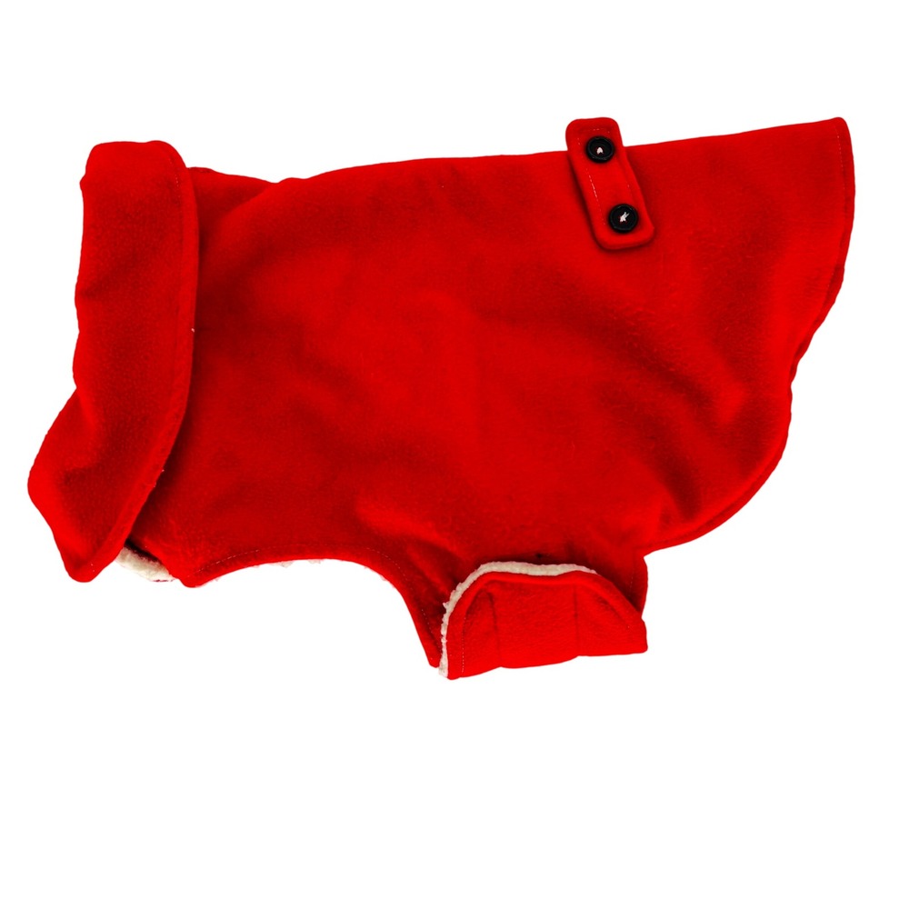 Red Fleece Dog Coat Sherpa Lined Winter Jacket Cozy Warm Pet Apparel